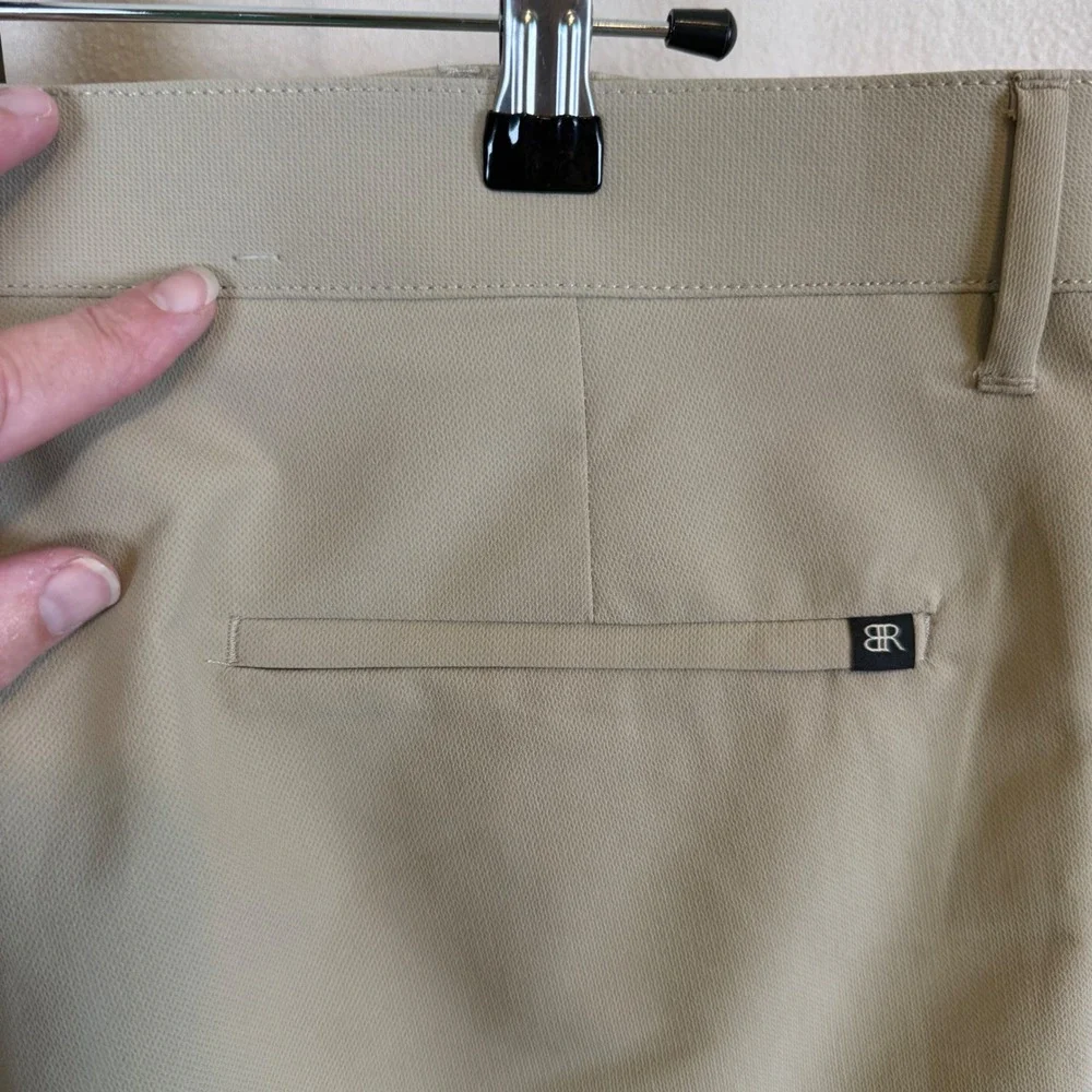 Banana Republic Mens Performance Chino Pants Khaki Tan Ripstop 36x32 Flat Front